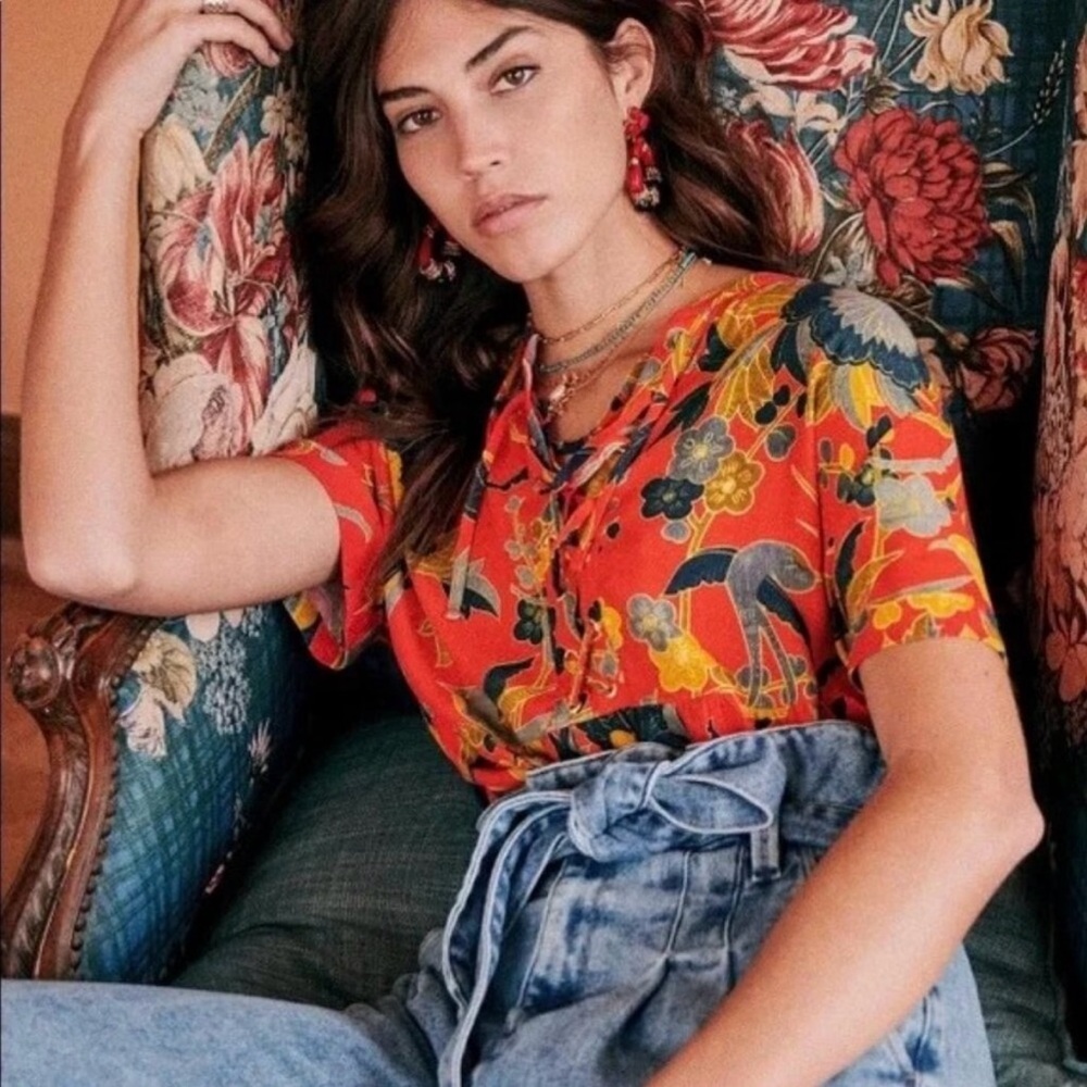 Sezane Thesee Blouse in Milanese Flowers Size 2